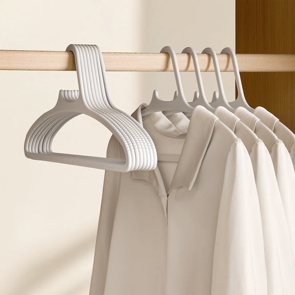 JJV 5 Pcs Clothes Hanger Non Slip with Integrated Side Accessory Hook Lightweight Plastic Material for Home Wardrobe Jacket Storage and Drying 16.9x8.1in Each Housewarming Gifts