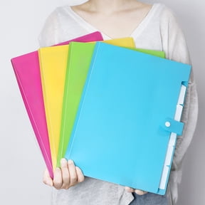 JJV A4 Plastic Button Organizer Folder, Colorful Expanding File Folder Document Organizer, Document Storage Pouch for Office Papers, Reports, Letter Size Files, 12.2 x 9.06 Inch
