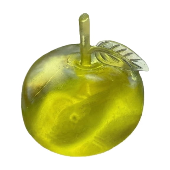 JJV Clear Artificial Green Apple Squish Slow Rising Stress Ball Realistic Fruit Shaped Soft Moldable Fidget Ball for Anxiety Relief Portable Gift 2.4 Inch