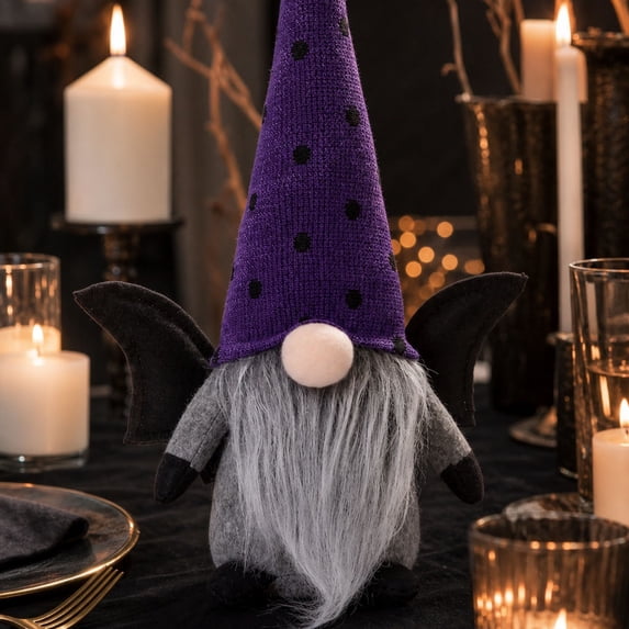 JJV Goblin Gnome Halloween Plushes Toys, Gothic Gnome Doll, Durable Cloth Material for Porch Garden Indoor Halloween Tabletop Decoration, 7.87 x 5.12 x 3.15 Inch