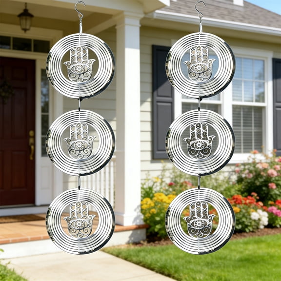 JJV Hanging Reflective Wind Chime Outdoor Garden Screw Wind Chime Noisemaker Rotating Motion To Protection Fruit Trees Yard Avoid Birds From Causing Damage Bedroom Decor