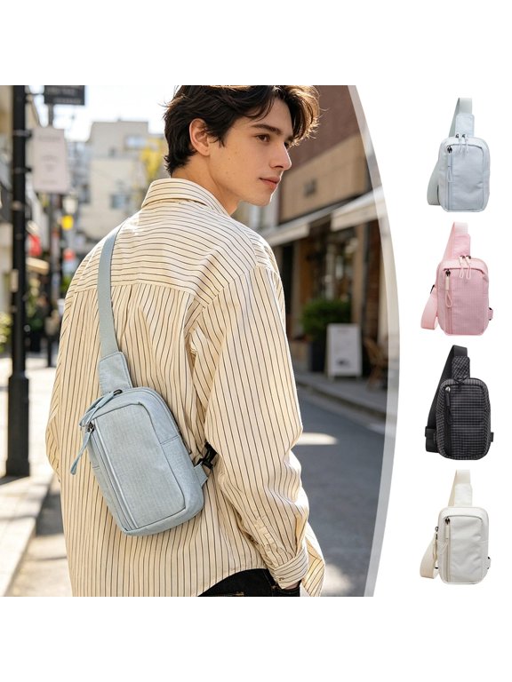Lightweight Nylon Crossbody Sling Bag with Adjustable Strap and Multiple Pockets, Compact Chest Pack for Outdoor Travel and Daily Errands, 7.1 x 4.7 x 2.0 Inch