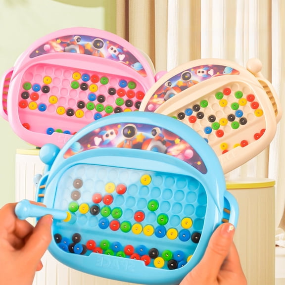 JJV Magnetic Drawing Board with Stylus Pen and Colorful Beads, Magnet Doodle Board Magnetic Dot Art Toys, Airplane Car Traveling Toys Gifts Birthday Gift