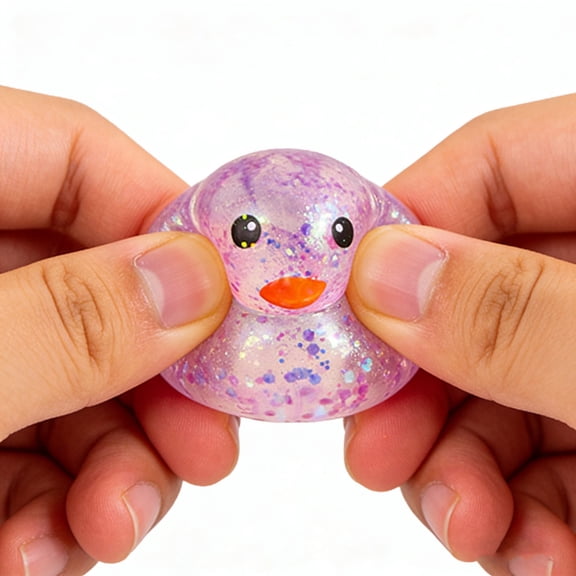 JJV Mini Duck Sensory Squish, Cute Duck Sugar Stress Ball, Glitter Ultra Soft Moldable Slow Rise Relaxing Fidget Stress for Anxiety Relief, Squeeze Stress Relief Ball for Adults
