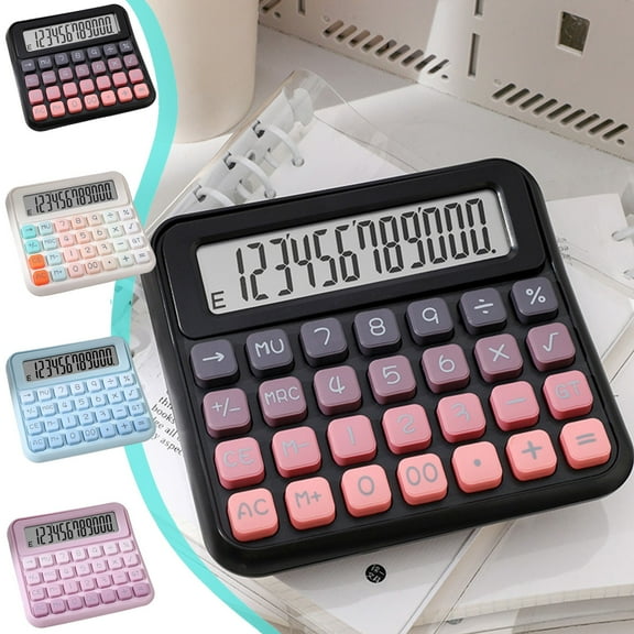 JJV Multi-Functional Financial Calculator with Large LCD Display and 12-Digit Screen, Colorful Desk Calculator for Office Home Use, 6 x 5.8 x 1.97 Inch Battery-powered Calculator