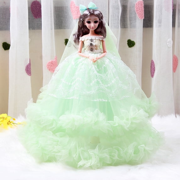 JJV Princess Dolls with Wedding Dress, 17.7 Inch Exquisite Collectible Figure with Gorgeous Wedding Dresses, Evening Party Princess Lace Gown Dress Toys for Ages 5-7