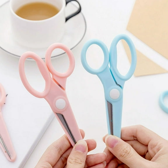 JJV Safe Plastic Craft Scissors with Rounded Blunt Tips Anti Pinch Handle Design DIY Craft Projects for Paper Cutting and Art Projects, 5.1x2.4in, Office Essentials