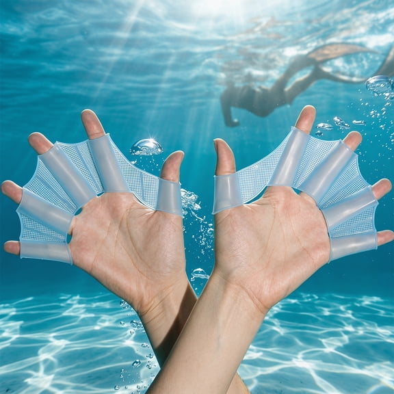 JJV Silicone Swimming Gloves for Men & Women, Webbed Swim Gloves for Resistance Training, Finger Frog Type Water Resistance Gear, Hand Paddles for Strength Training Snorkeling Diving Pool Workouts