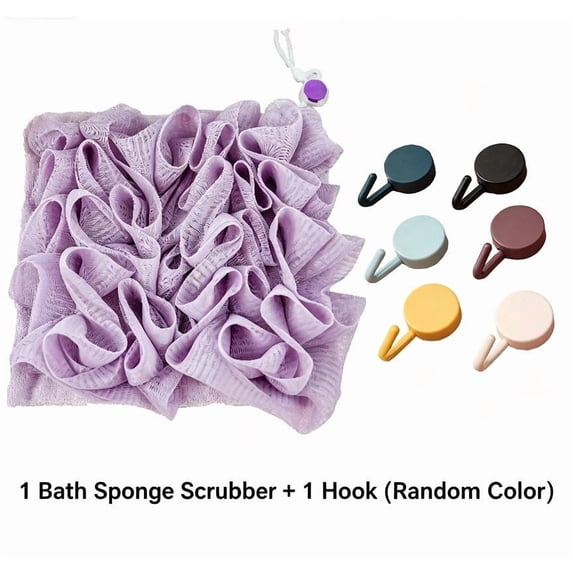 JJV Soap Bar Loofah, 2-in-1 Drawstring Bath Sponge with Soap Pouch, Portable Shower Loofah with Hook, Rich-Lather Shower Sponge for Face and Body Cleansing