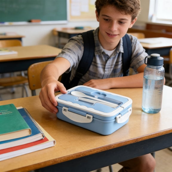 JJV Wheats Straw Insulated Lunch Box for Students Compartmentalized Microwave-Safe for Cafeterias and Office Workers Plastic Lunch Box with Lid