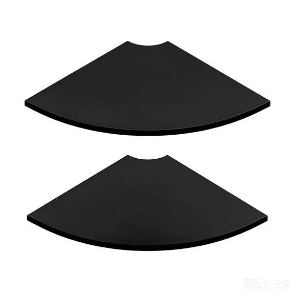 JJW Fan Shaped Corner Shelf, 2-Tier Floating Wall Storage Rack, Black 12in