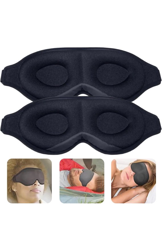 JJYY 1PC/2Pcs 3D Contoured Sleep Aid Eye Mask – Soft and Comfortable Light-Blocking Eye Cover for Travel, Naps, Meditation, and Nighttime Use, Adjustable Strap for Men and Women