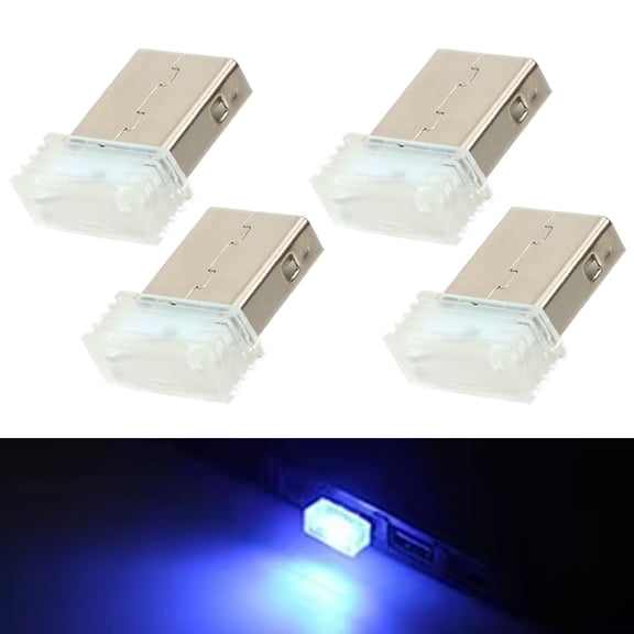 JJYY 1PC/2Pcs/4Pcs Universal Mini USB LED Atmosphere Lights - Romantic 5V Plug-In Lamp for Interior Ambient Lighting, Car Accessories, and Home Decor