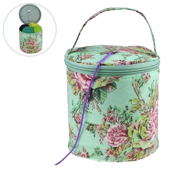 JJYY 1PC/2Pcs DIY Craft Knitted Round Crochet Bag, Knitted Yarn Tote Bag, Handmade Storage Bag, Wool Storage Basket for Yarn, Crocheting, and Knitting Supplies