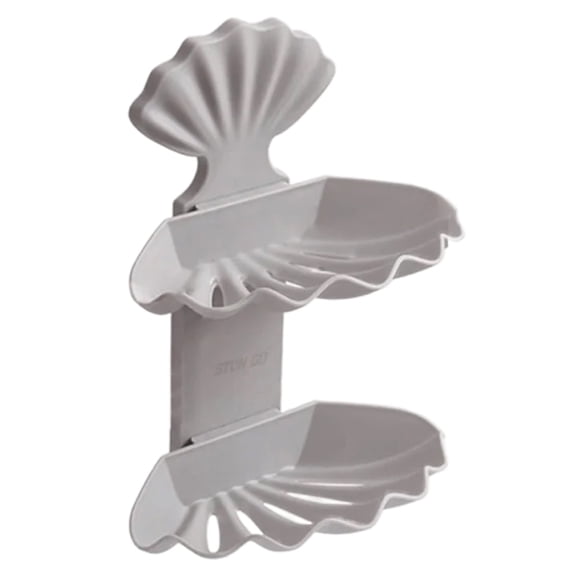 JJYY 1PC/2Pcs Double Layer Seashell Soap Dish - Adhesive Wall-Mounted Shell-Shaped Soap Holder for Bathroom Shower - Stylish and Functional Bathroom Accessories