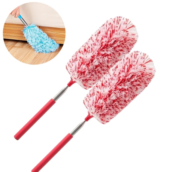JJYY 1PC/2Pcs Extendable Feather Duster with Telescopic Long Handle - Washable Microfiber Cleaning Brush for Dusting Cars, Home, Office, and Furniture