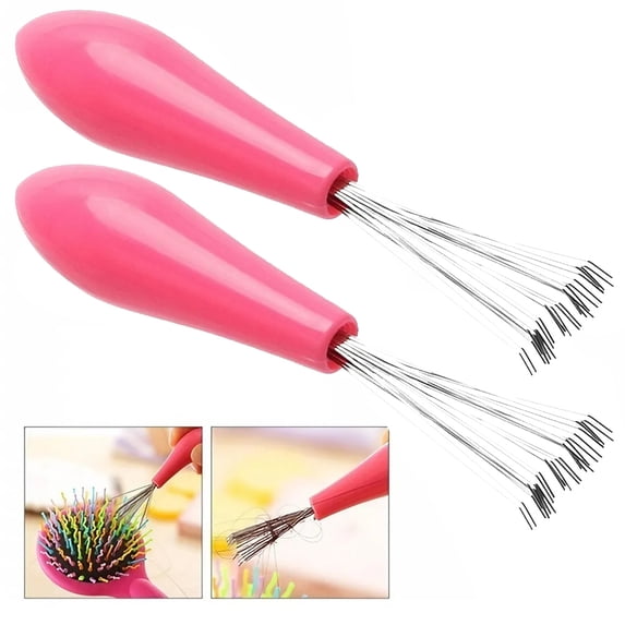 JJYY 1PC/2Pcs Fashion Comb Hair Brush Cleaner Tool - Easily Removes Embedded Hair and Dirt from Plastic Combs, Compact Design, Random Color