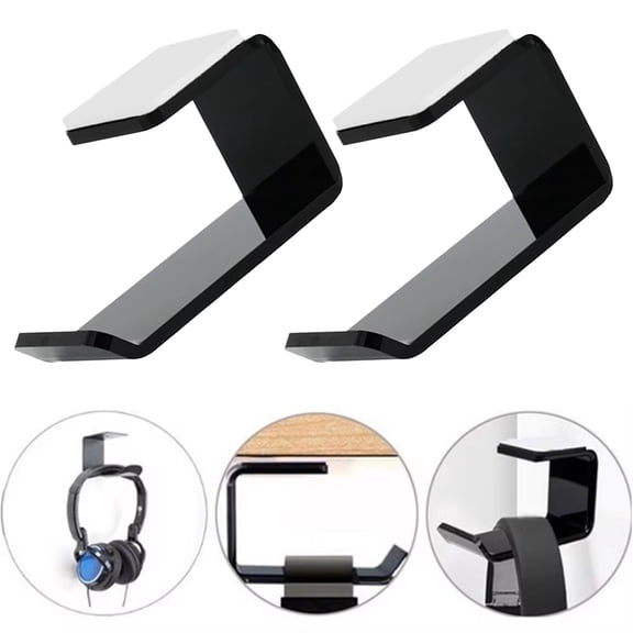JJYY 1PC/2Pcs High-Quality Acrylic Headphone Holder - Wall-Mounted and Desk Display Bracket with Sleek Design for Organized Headset Storage, Suitable for Gaming Headphones, Office Headsets, and More