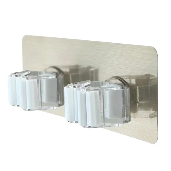 JJYY 1PC/2Pcs Magic Wand Strong Hook - Viscose Multi-Function Wall Mounted Mop Storage Rack, Shelf with Double Hooks for Kitchen and Bathroom - Brush and Broom Organizer