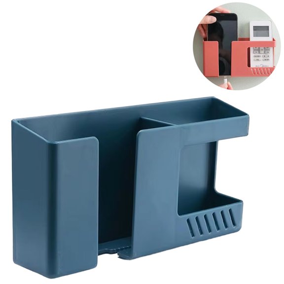 JJYY 1PC/2Pcs Punch-Free Wall-Mounted Dual Format Remote Control Box – Multi-Function Mobile Phone Charging Shelf and Bathroom Storage Rack – Convenient Organizer for Phones, Remotes