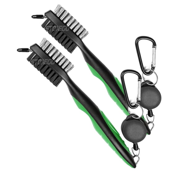 JJYY 1PC/2Pcs Retractable 2-Sided Golf Club Brush with Groove Cleaning Tool, Durable and Compact, Includes Carabiner for Easy Attachment, Essential Golf Accessories