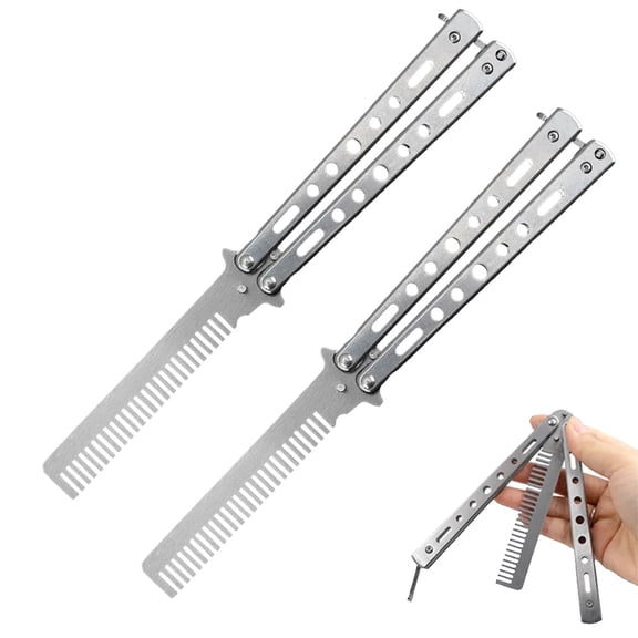 JJYY 1PC/2Pcs Stainless Steel Folding Comb - Compact and Durable Hair Styling Tool for Sport, Travel, and Outdoor Use, Perfect for Quick Grooming and On-the-Go Touch-ups