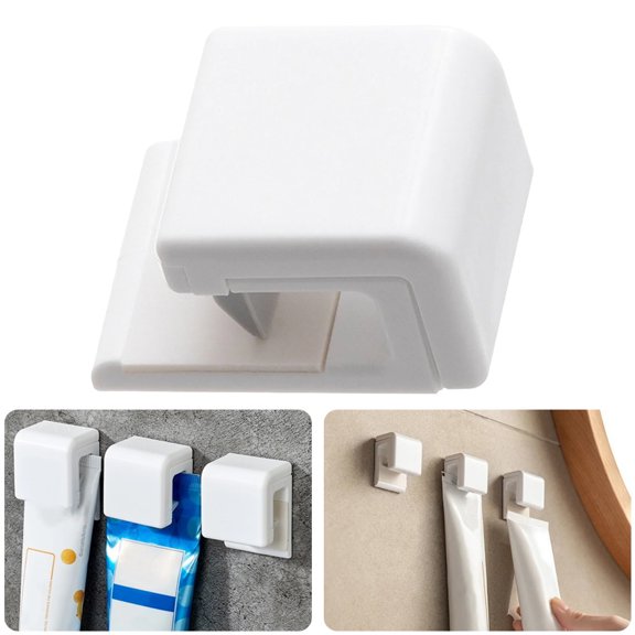 JJYY 1PC/2Pcs Toothpaste Clip – Self-Adhesive Wall-Mounted Holder for Toothpaste, Cleansing Milk, and Cream – Versatile Utility Clips for Organized Bathroom Supplies