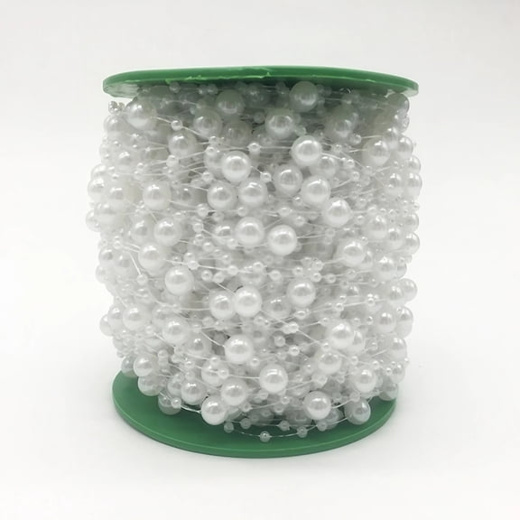 JJYY 1PC 5M Pearl Acrylic Bead Garland Rope – Plastic Beaded String for Wedding Party Decorations, DIY Crafts, Floral Arrangements, and Home Décor