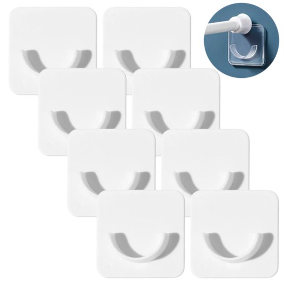 JJYY 2Pcs/4Pcs/8Pcs Punch-Free Household Telescopic Pole Support Sticker - Nail-Free Adjustable Holder for Wall Hanging Rods, Curtain Rails, and Tension Rods, Durable Fixed Hooks for Home