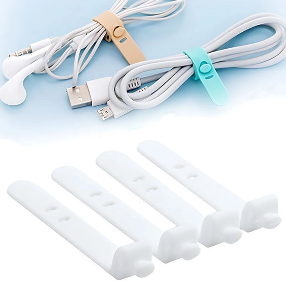 JJYY 4Pcs/8Pcs Snap-On Silicone Cable Organizer Set - Multi-Purpose Cable Ties and Wraps for Headphones, Mouse Cables, Chargers, and Desk Organization