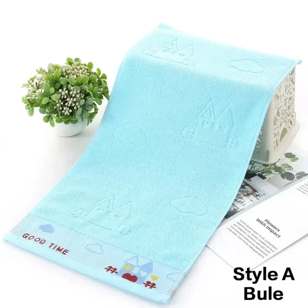 JJYY Pure Cotton Children's Towel Set 2 Styles 25*50cm Soft Absorbent Kids Baby Student Face Wash Towel