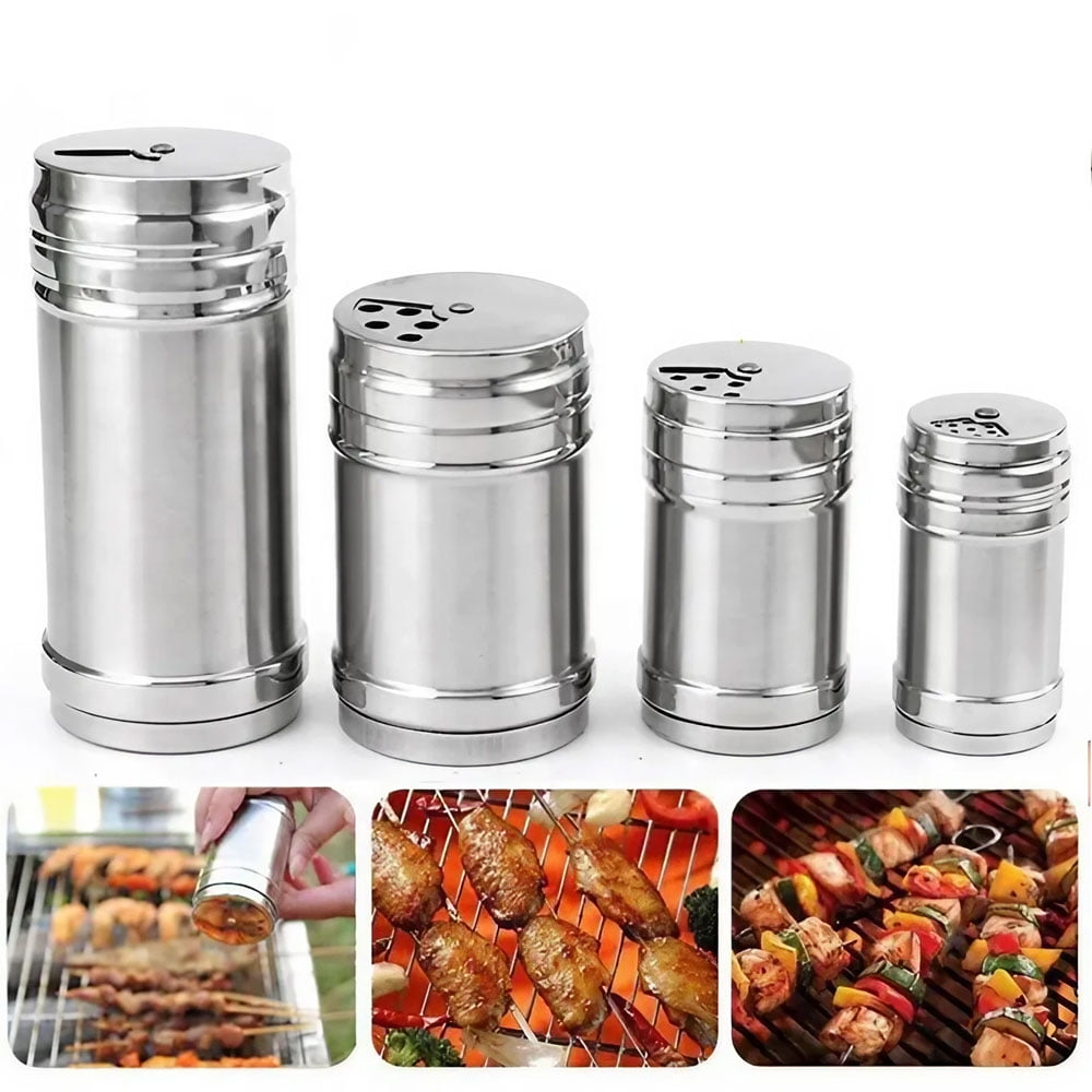JJYY Salt and Sugar Shaker Swivel Lid Multifunctional Stainless Steel