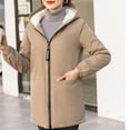 thumbnail image 1 of Jackets for Women Ndbuld Women's Coat Mid-length Quilted Jacket Ultra Lightweight Warm Foldable Hooded Women's Down Jacket on Clearnce,M-3XL,Khaki, 1 of 5