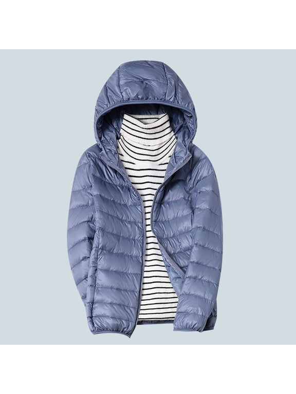 Jackets for Women Ndbuld Ultra Lightweight Convertible Hooded Women's Down Jacket Sales Promotion,S-3XL,Blue