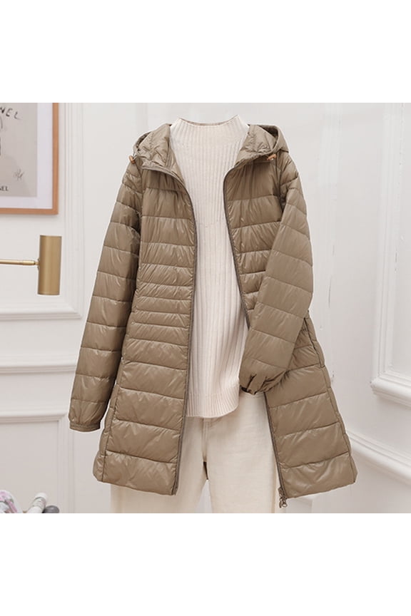 Jackets for Women Ndbuld Ultra Lightweight Convertible Hooded Women's Down Jacket Sales Promotion,S-4XL,Khaki