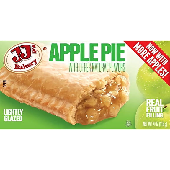 JJ's Bakery Apple Pie Snack Pies, Individual Dessert, Fresh-Baked, Nut-Free, Kosher Parve, 4 Oz Each (Case of 48)