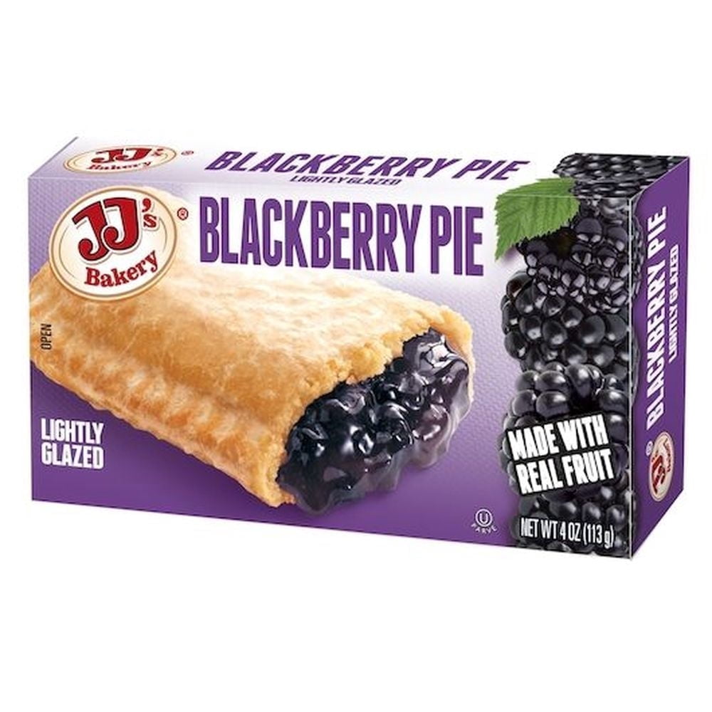 JJ's Bakery Blackberry Snack Pies, Individually Wrapped, Nut-Free, Kosher Parve, 4 oz, Case of 48