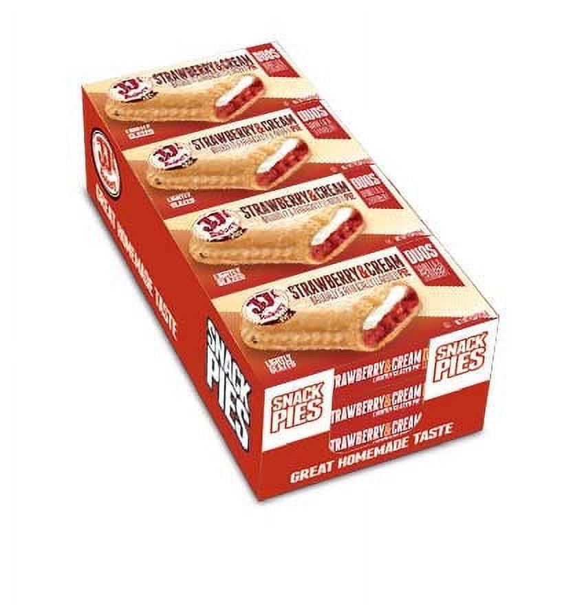 JJ's Bakery Strawberry & Cream Duo Snack Pies, Individually Wrapped, Nut-Free, Kosher Parve, 4 oz, Case of 48