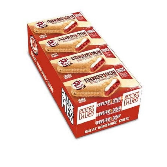 JJ's Bakery Strawberry & Cream Duo Snack Pies, Individually Wrapped, Nut-Free, Kosher Parve, 4 oz, Case of 48