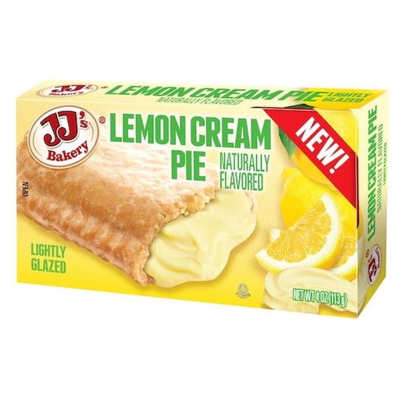 JJ's Bakery Lemon Cream Snack Pies, Individually Wrapped, Nut-Free, Kosher Parve, 4 oz, Case of 48