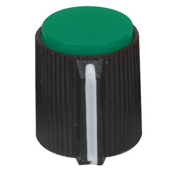 JK-905D KNOB,1/4"SHAFT,14.6MM,JK-905D, BLACK/GREEN,w/SET SCREW Knob 1/4" Shaft 14.6