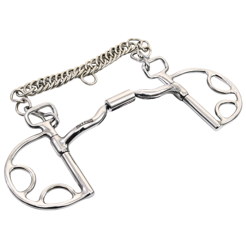 JK Bar H Equine Medium Port D Ring Kimberwick Gait Chain Horse Mouth