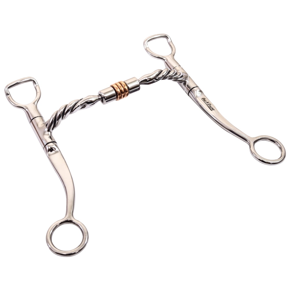 JK Bar H Equine Twisted Wire Straight Shank Tongue Relief Bit W/ Copper