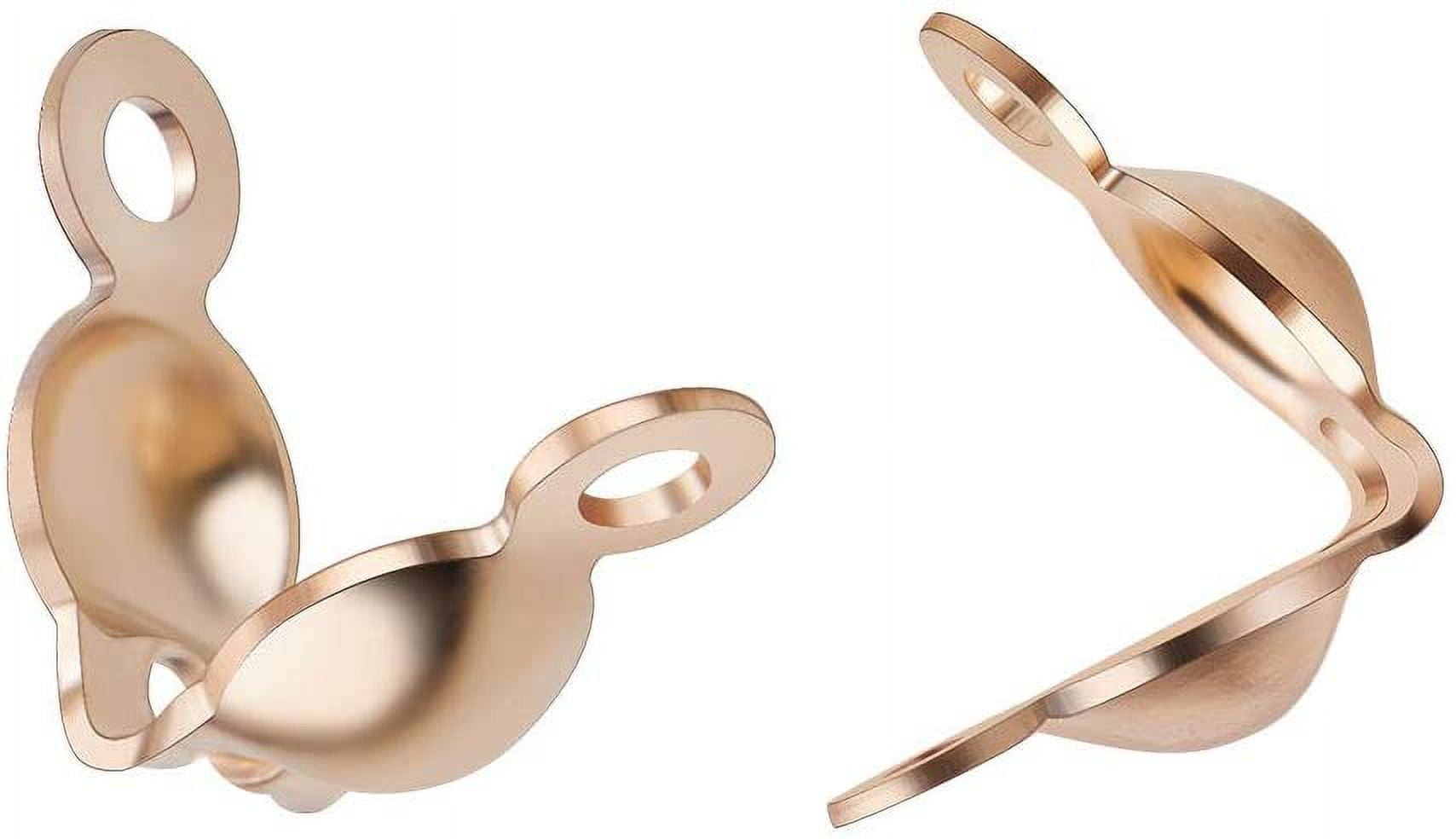 JK Findings Yellow Gold Filled Bead Tips Knot Covers Real 14K Gold Filled 5.5x3.5mm Hole: 1mm 10pcs/set