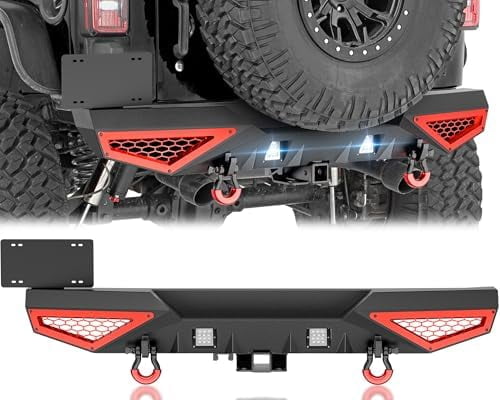 for JK Rear Bumper Compatible with 2007-2018 Jeep Wrangler JK JKU ...