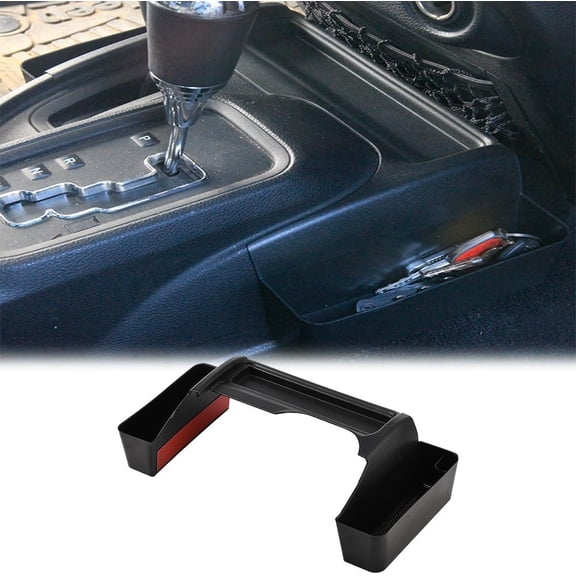 JK Shifter Storage Box, ABS Gear Shift Console Side Tray Organizer for 2007-2017 J-eep Wrangler JK JKU, Interior Center Console Accessories, Black