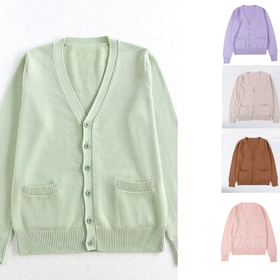 JK Uniform Cardigan Sweater, Stylish Casual for Daily Wear and Fall Fashion, Comfortable Pullover for School and Outdoor Activities,Light Purple,XL