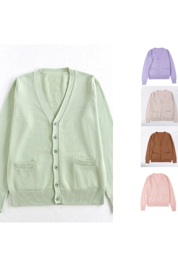 JK Uniform Cardigan Sweater, Stylish Casual for Daily Wear and Fall Fashion, Comfortable Pullover for School and Outdoor Activities,Pink,S