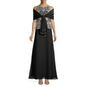 JKARA Womens Black Beaded Sleeveless Halter Maxi Evening Sheath Dress 12