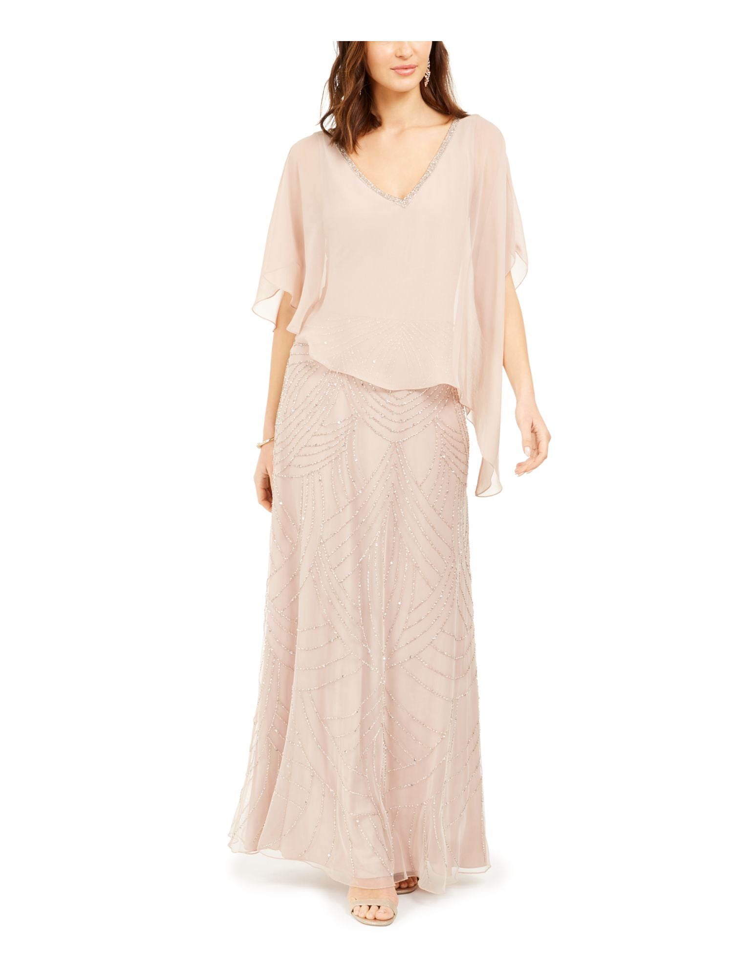 J Kara Beaded Chiffon Gown